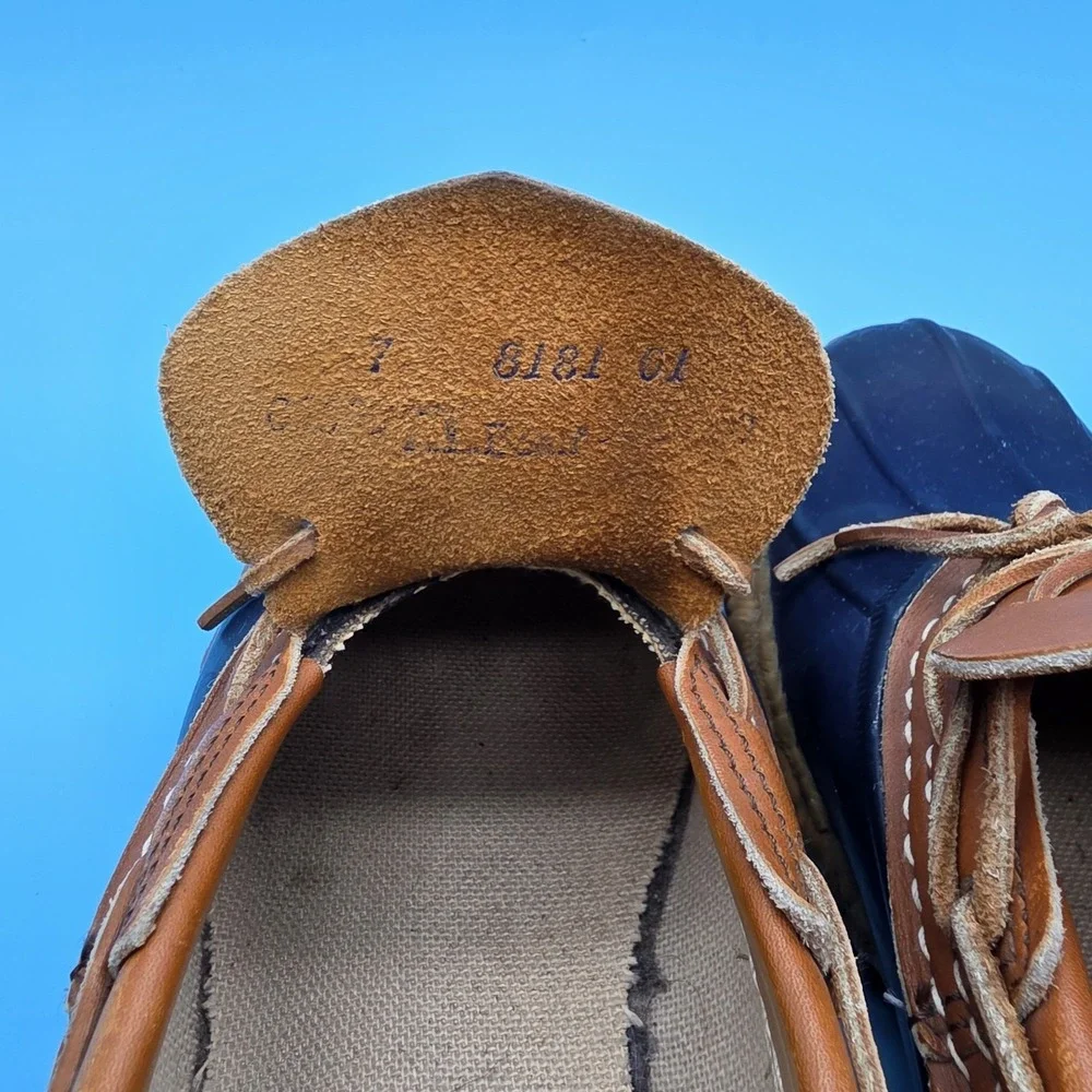 LL BEAN Womens Size 7 M Blue Bean Boots Low Duck Boot Hunting Shoes Rain